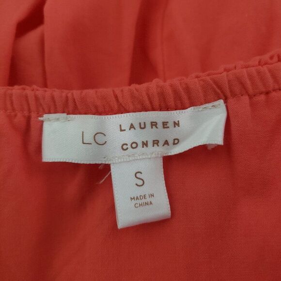 Lauren Conrad Midi Dress Small Orange Eyelet Ruffles Tiered Cottagecore - Picture 8 of 9